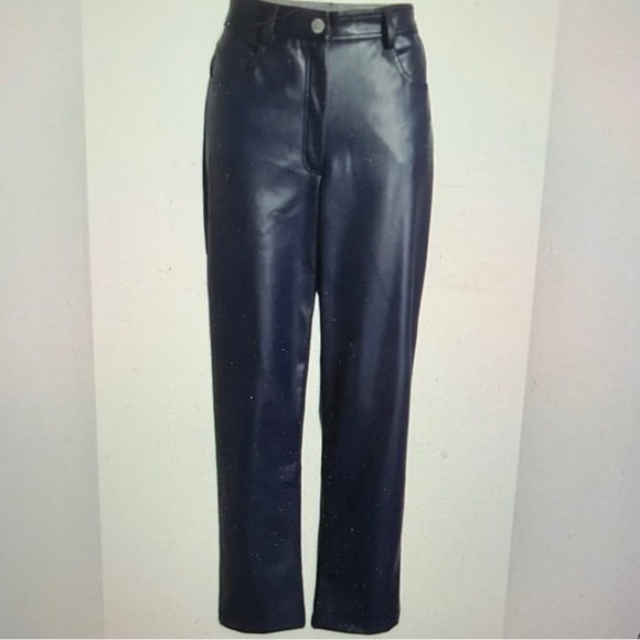 Halogen Pants - Halogen Navy Straight Leg Faux Leather Pants